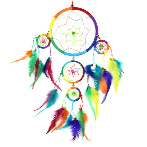 Large Bright Rainbow Dreamcatcher-Home Décor-Siesta Crafts
