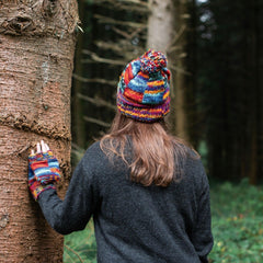 Tie Dye Knitted Patchwork Bobble Hat-Hats-Siesta Crafts