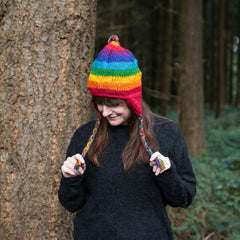 Chunky Rainbow Earflap Hat-Hats-Siesta Crafts