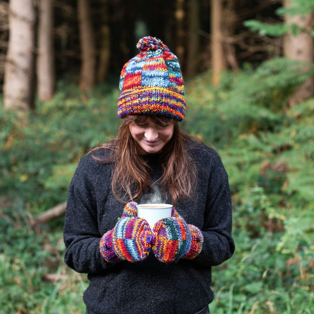 Tie Dye Knitted Patchwork Hunter Gloves-Gloves-Siesta Crafts