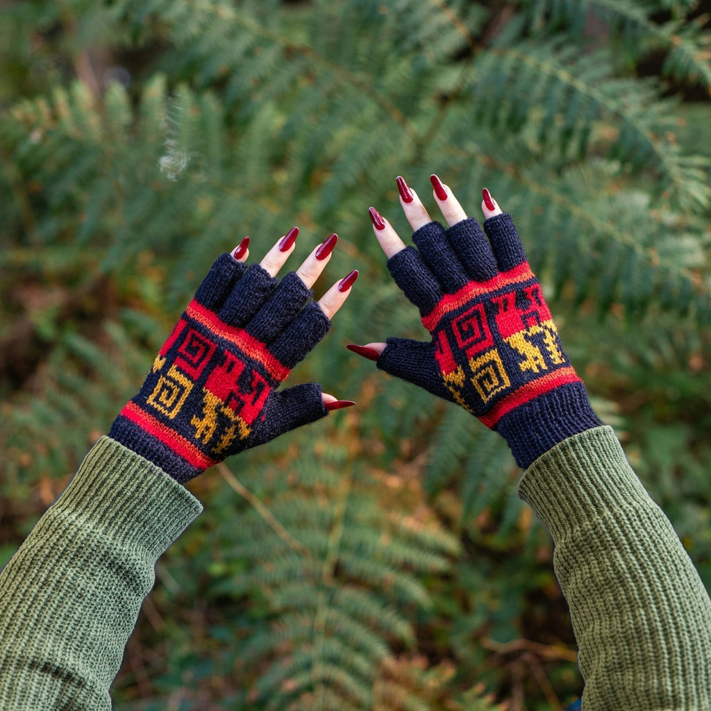 Llama Fingerless Gloves-Gloves-Siesta Crafts