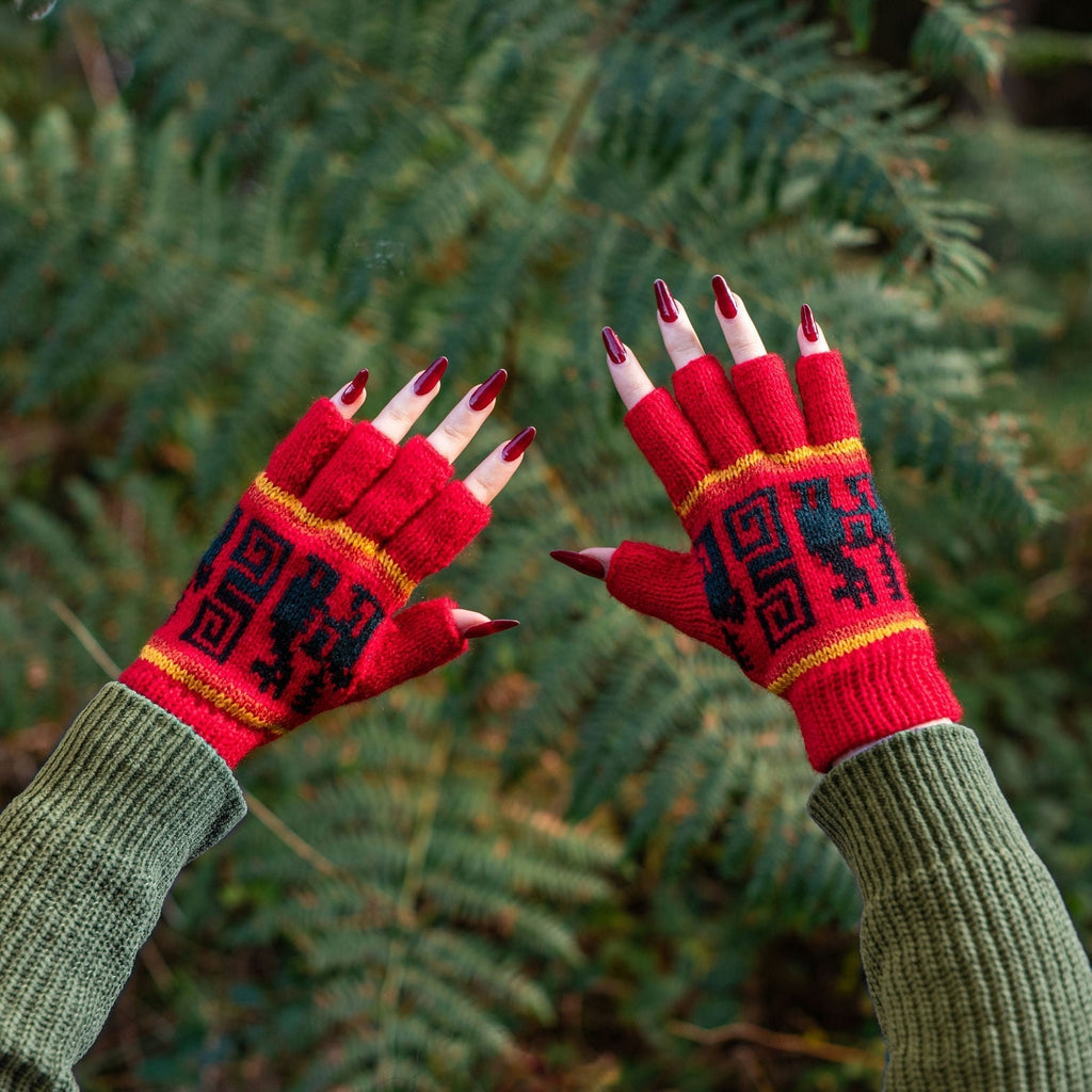 Llama Fingerless Gloves-Gloves-Siesta Crafts