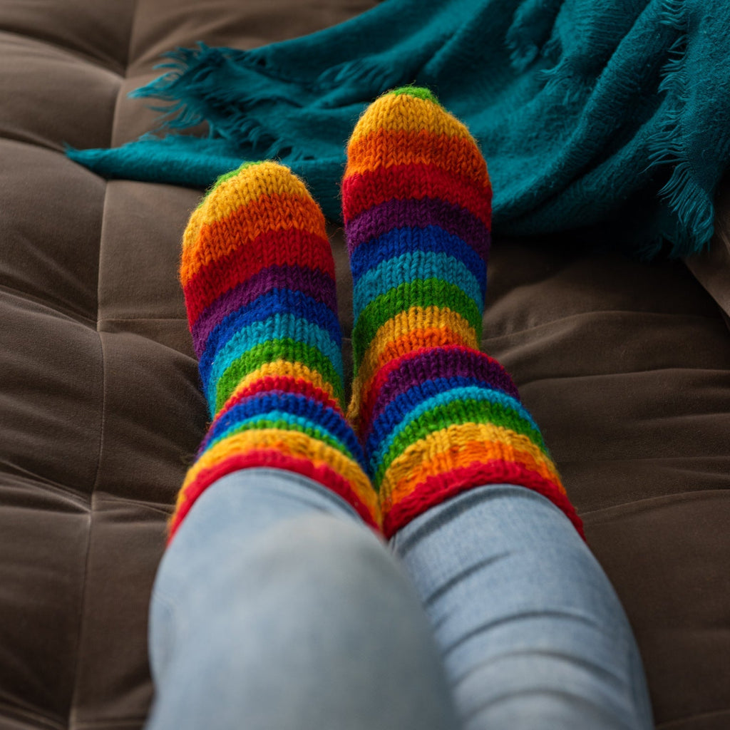 Rainbow Knit Socks-Socks & Legwarmers-Siesta Crafts