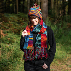 Tie Dye Knitted Patchwork Scarf-Scarves-Siesta Crafts