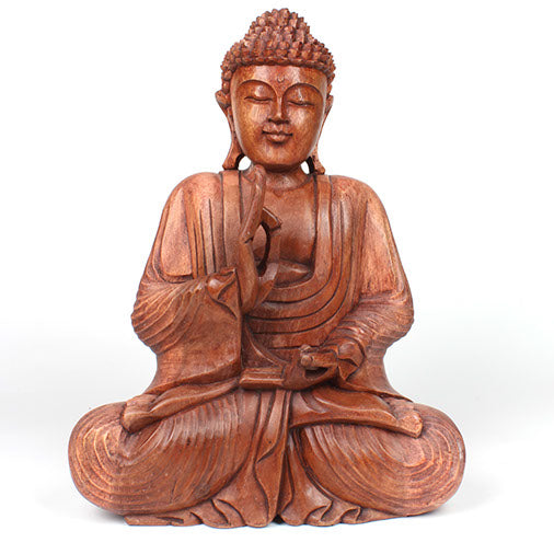 Larger Handcarved Sitting Buddha-Buddhism-Siesta Crafts