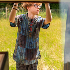 Short Sleeve Patch Kurta-Shirts-Siesta Crafts