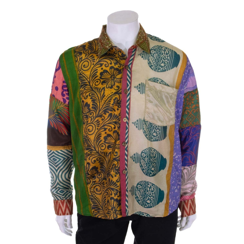 Recycled Sari Patch Shirt-Shirts-Siesta Crafts