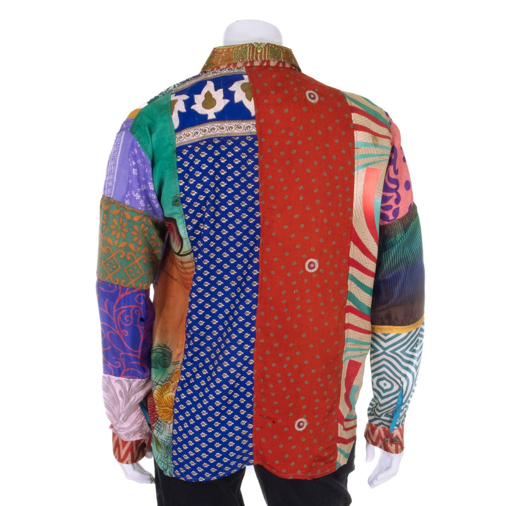 Recycled Sari Patch Shirt-Shirts-Siesta Crafts