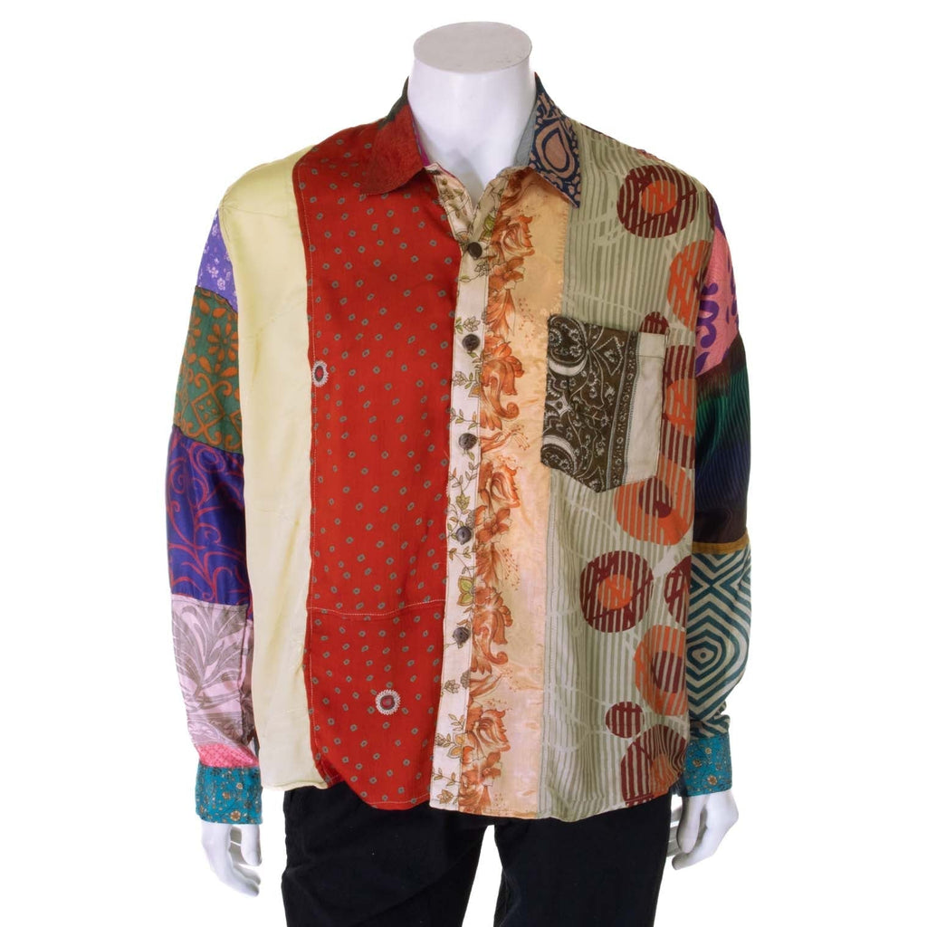 Recycled Sari Patch Shirt-Shirts-Siesta Crafts