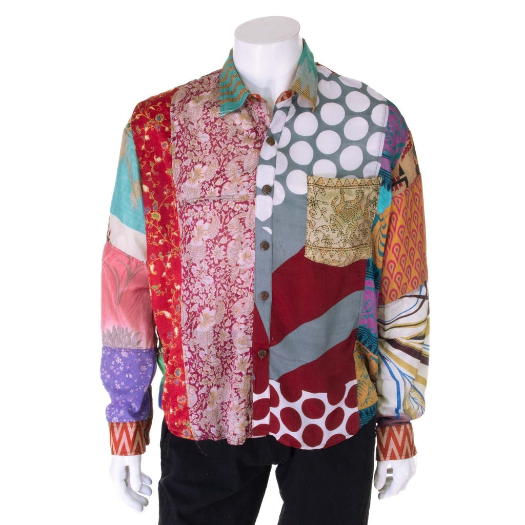 Recycled Sari Patch Shirt-Shirts-Siesta Crafts