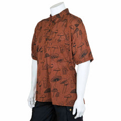 Mushroom Print Short Sleeved Kurta-Shirts-Siesta Crafts