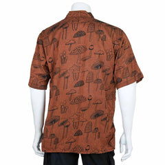 Mushroom Print Short Sleeved Kurta-Shirts-Siesta Crafts