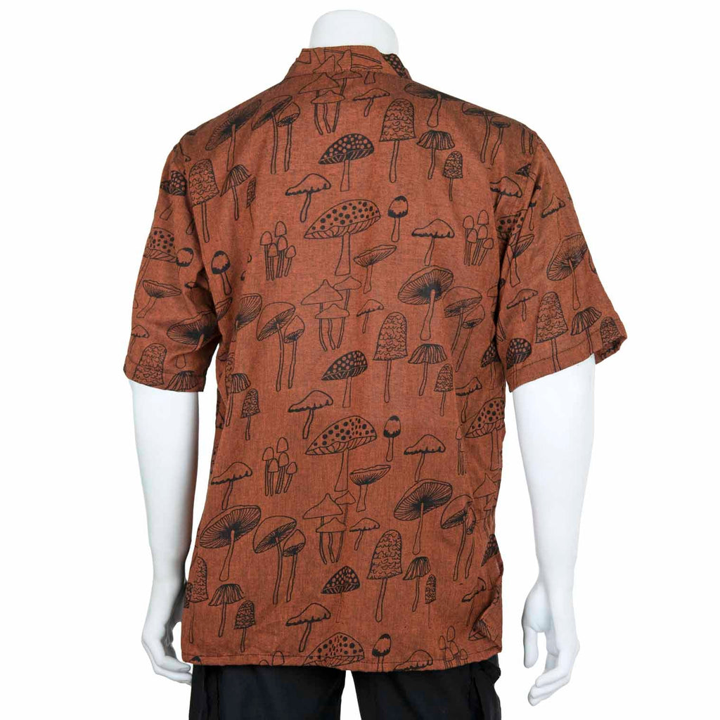Mushroom Print Short Sleeved Kurta-Shirts-Siesta Crafts