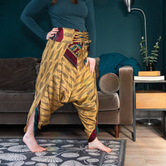 Recycled Sari Lace Up Ali Baba Trousers-Trousers-Siesta Crafts