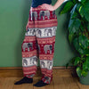 Drawstring Elephant Print Trousers-Trousers-Siesta Crafts
