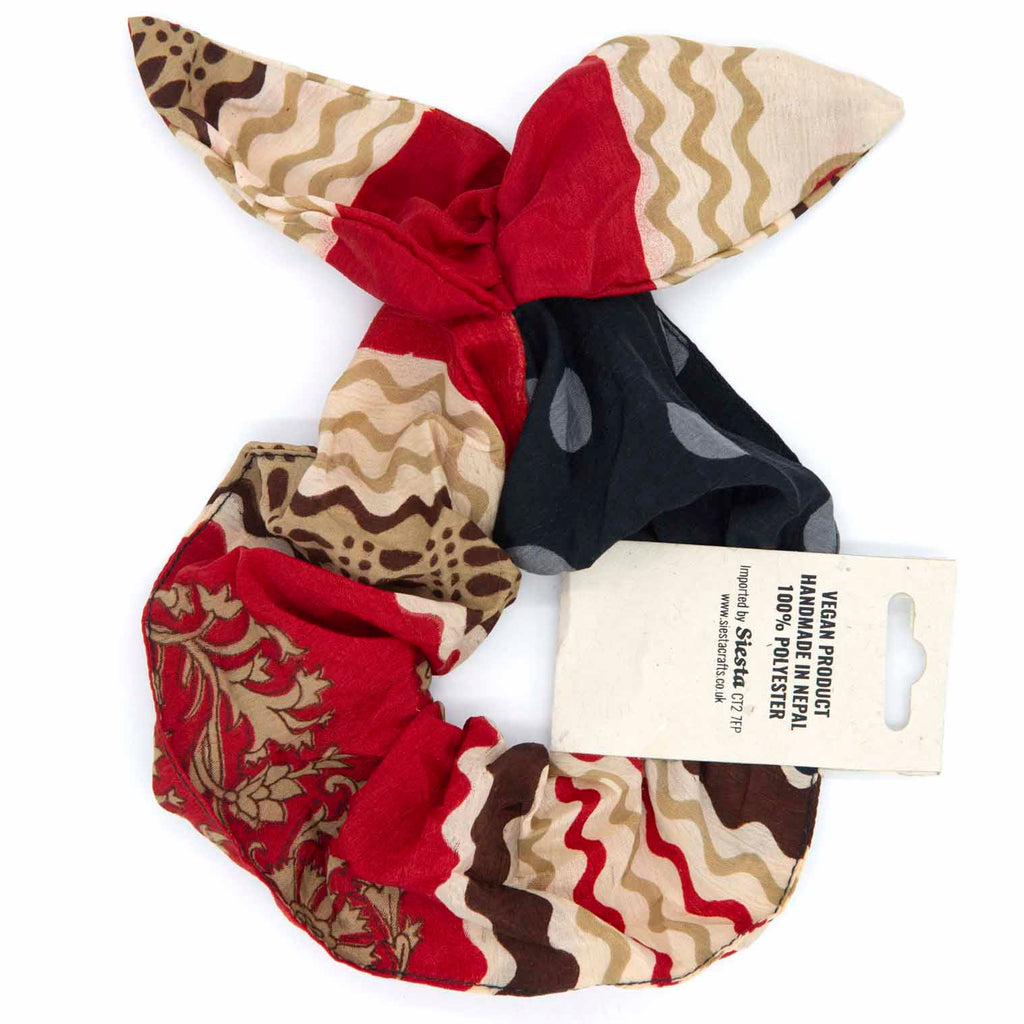 Recycled Sari Bow Scrunchie-Hair Accessories-Siesta Crafts