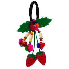 Hill Tribe Strawberry Scrunchie-Hair Accessories-Siesta Crafts