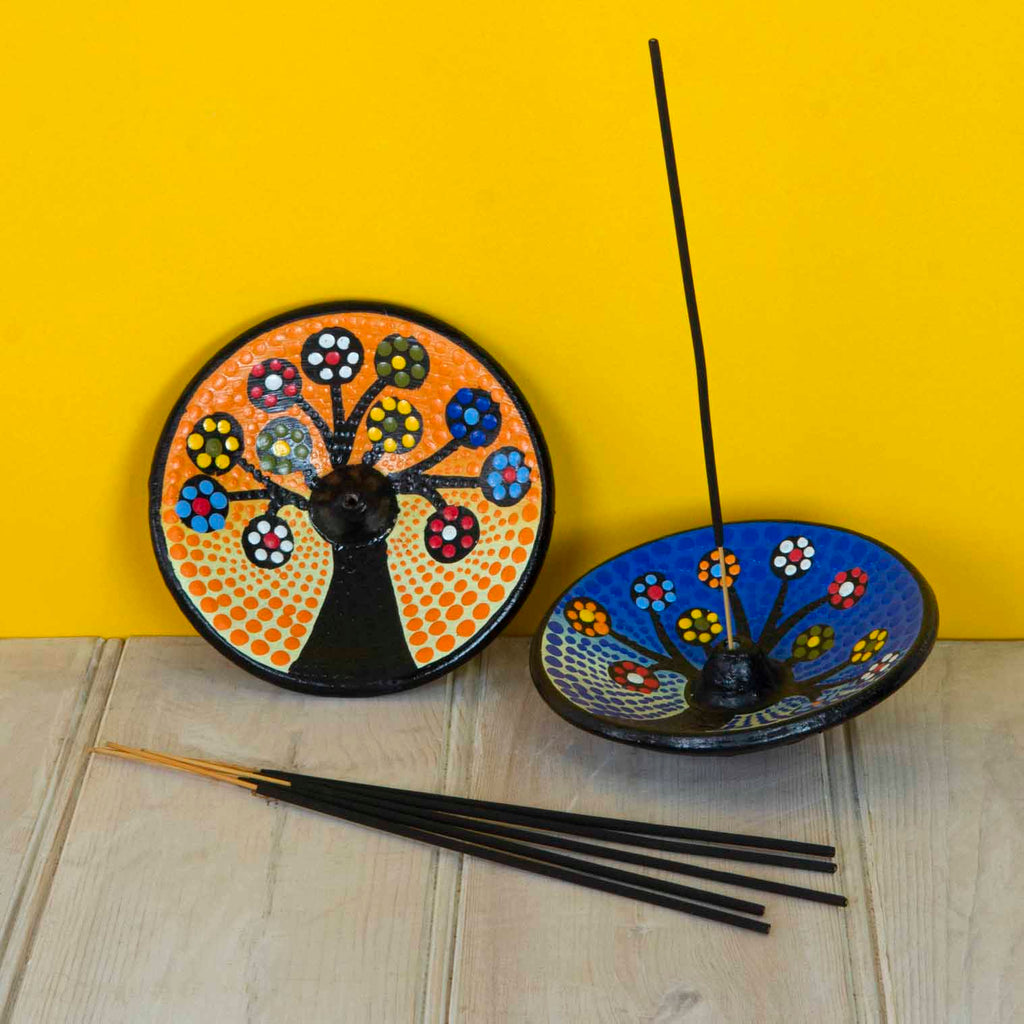 Dot Painted Tree of Life Incense Holder-Incense Holders-Siesta Crafts