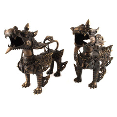 Ornate Brass Himalayan Lion Set-Buddhism-Siesta Crafts