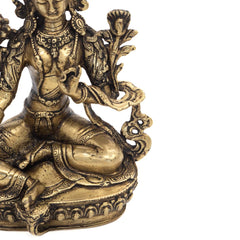 Brass Green Tara Statue No.391-Buddhism-Siesta Crafts