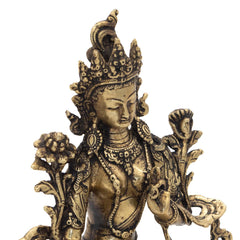 Brass Green Tara Statue No.391-Buddhism-Siesta Crafts