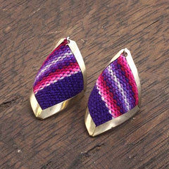 Diamond Shell Peruvian Fabric Earrings-Earrings-Siesta Crafts