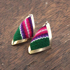 Diamond Shell Peruvian Fabric Earrings-Earrings-Siesta Crafts