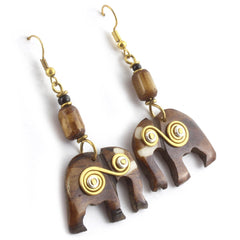 Spiral Elephant Earrings-Earrings-Siesta Crafts