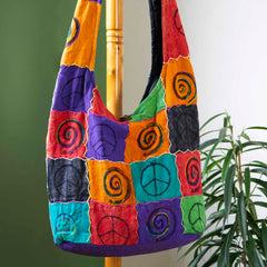 Peace Spiral Shoulder Bag-Bags & Purses-Siesta Crafts