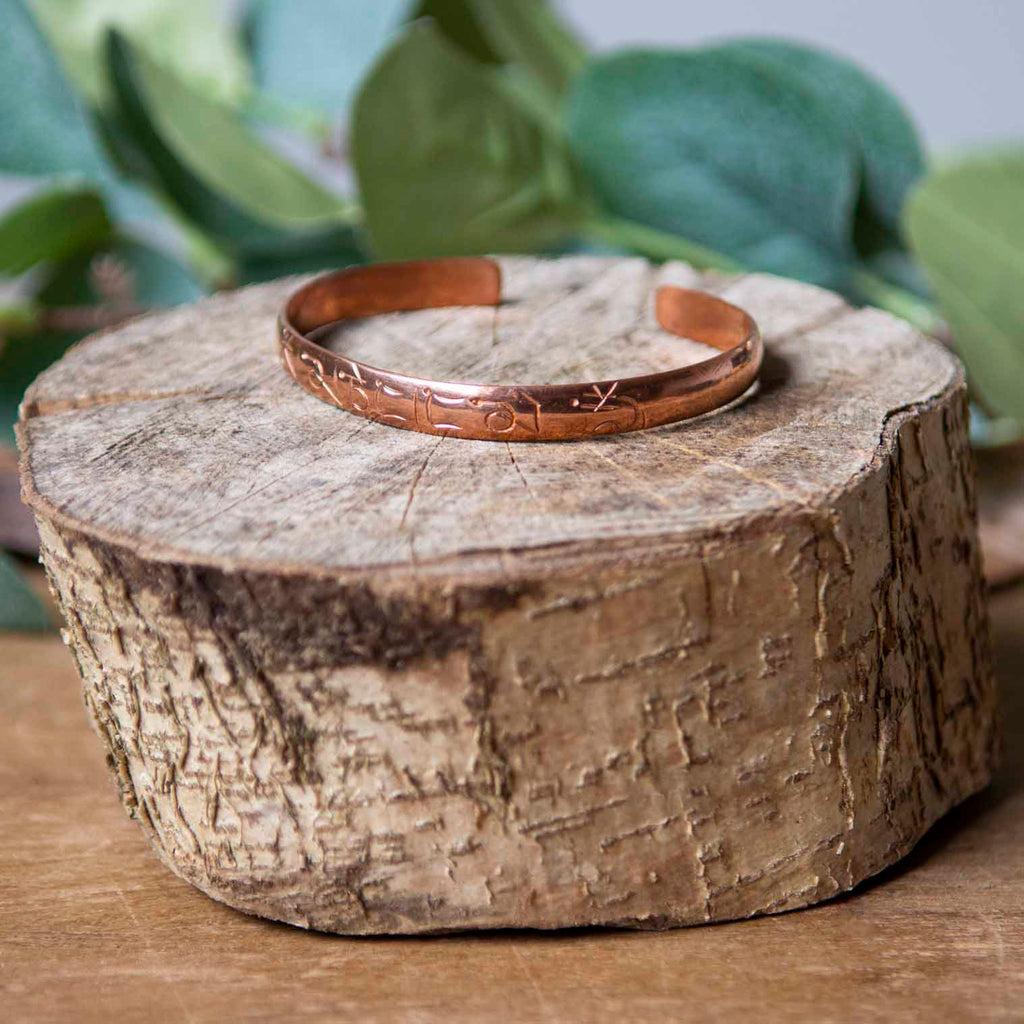 Om Mani Copper Band-Bracelets & Wristbands-Siesta Crafts