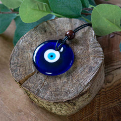 Large Glass Evil Eye Necklace-Necklaces & Pendants-Siesta Crafts