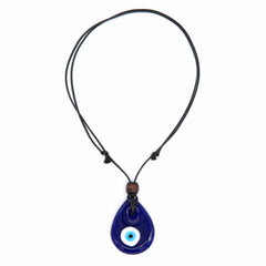 Large Drop Glass Evil Eye Necklace-Necklaces & Pendants-Siesta Crafts