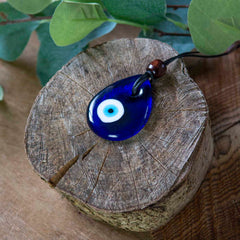 Large Drop Glass Evil Eye Necklace-Necklaces & Pendants-Siesta Crafts