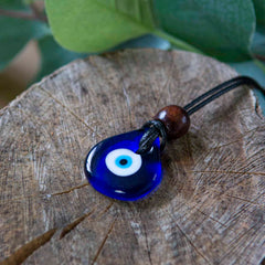 Small Drop Glass Evil Eye Necklace-Necklaces & Pendants-Siesta Crafts