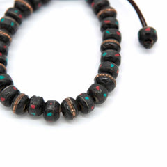 Bone Bead Bracelet - Black-Bracelets & Wristbands-Siesta Crafts