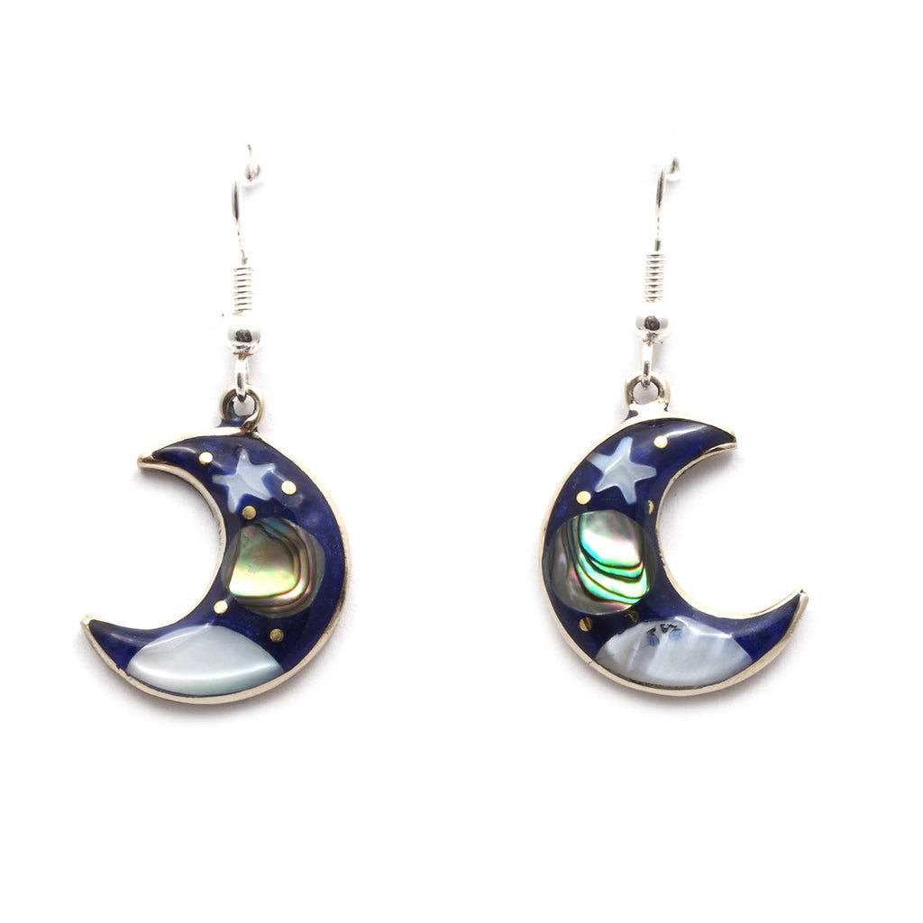 Stellar Crescent Moon Earrings-Earrings-Siesta Crafts