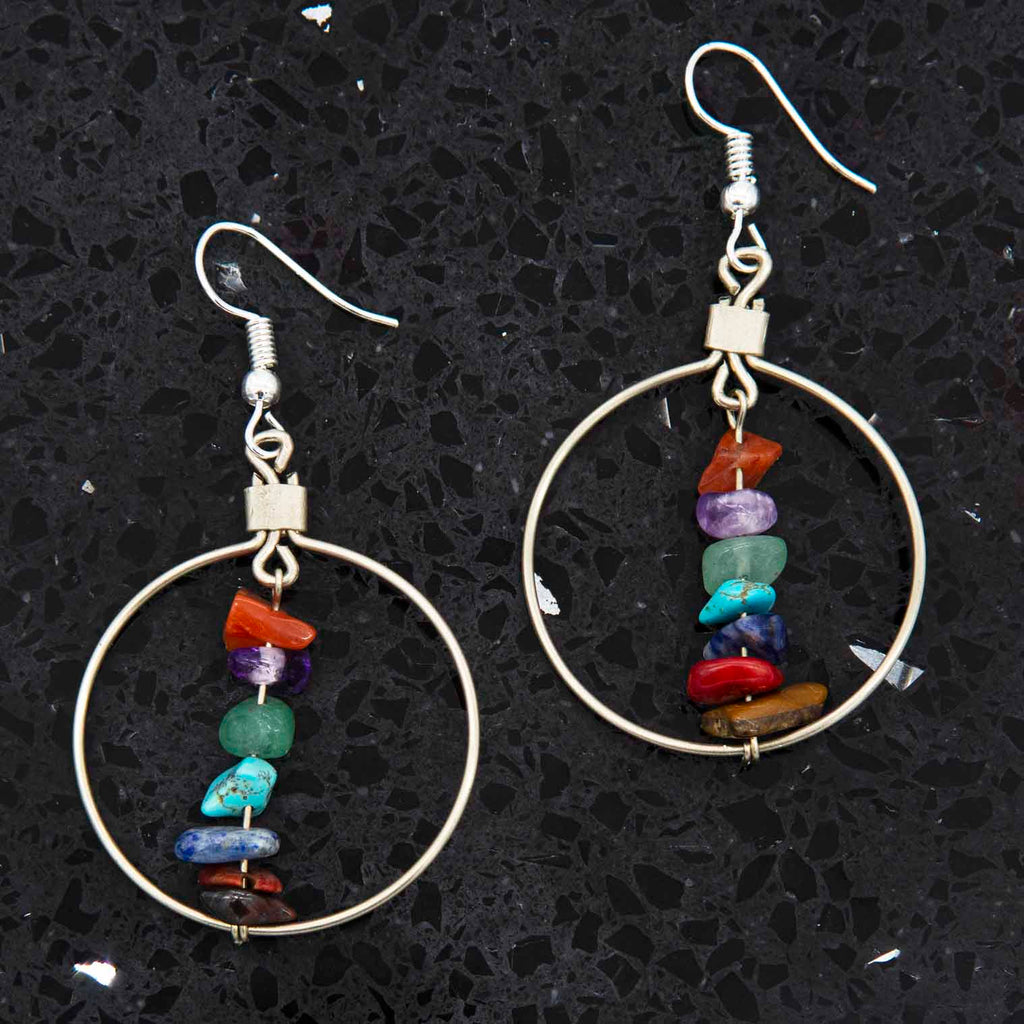 Stone Hoop Earrings-Earrings-Siesta Crafts