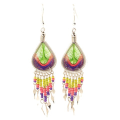 Peacock Bead Earrings-Earrings-Siesta Crafts
