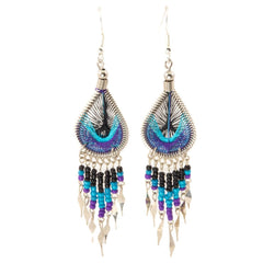 Peacock Bead Earrings-Earrings-Siesta Crafts
