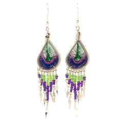 Peacock Bead Earrings-Earrings-Siesta Crafts