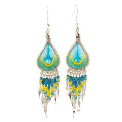 Peacock Bead Earrings-Earrings-Siesta Crafts