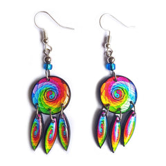Rainbow Spiral Earrings-Earrings-Siesta Crafts