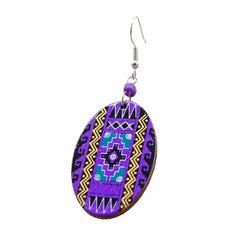 Oval Incan Pattern Earrings-Earrings-Siesta Crafts