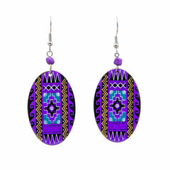 Oval Incan Pattern Earrings-Earrings-Siesta Crafts