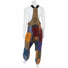 Stonewashed Patch Print Dungarees-Dungarees & Jumpsuits-Siesta Crafts