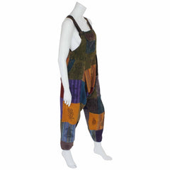 Stonewashed Patch Print Dungarees-Dungarees & Jumpsuits-Siesta Crafts