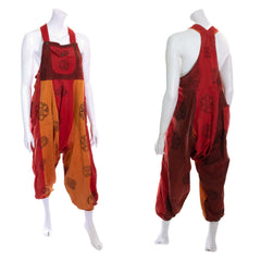 Block Print Harem Dungarees-Dungarees & Jumpsuits-Siesta Crafts