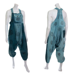 Block Print Harem Dungarees-Dungarees & Jumpsuits-Siesta Crafts