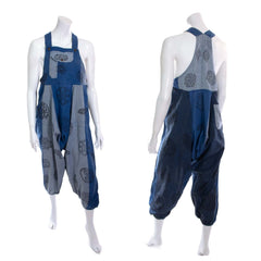Block Print Harem Dungarees-Dungarees & Jumpsuits-Siesta Crafts