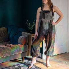 Block Print Harem Dungarees-Dungarees & Jumpsuits-Siesta Crafts